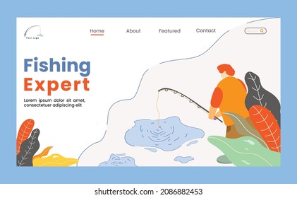 Web page design template for Outdoor, fishing product, nature product. Modern Flat design and vector illustration concept for website page, mobile website and social media banner. Vector illustration