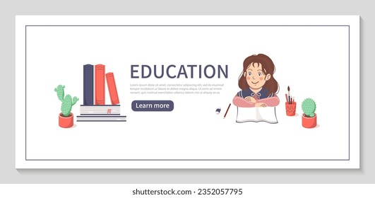 Web page design template for School, studio, course, class, education. Modern design vector illustration concept for website and mobile website development. Flat vector illustration.