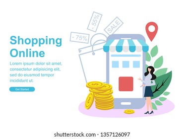 Web page design template for Shopping online illustration 