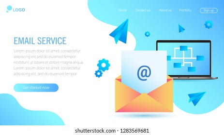Web page design template for social media, online marketing and communication. Email service isometric vector illustration. Modern vector illustration concepts for website 