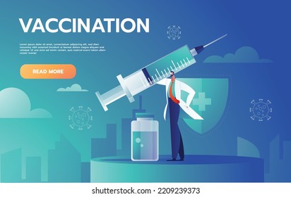 Web page design template for vaccination. Modern vector illustration concepts for website and mobile website development.