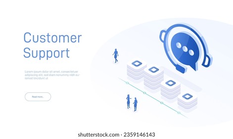 Web page design templates for 24-7 call center support. Isometric 24 hours open customer service. Vector 3d illustration Customer Service, Support or CRM