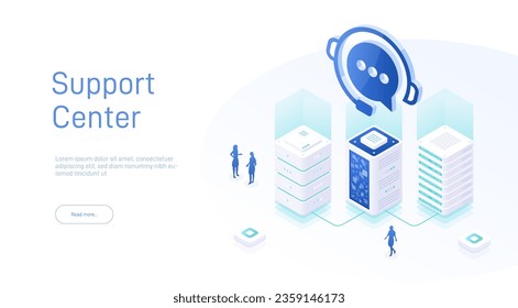 Web page design templates for 24-7 call center support. Isometric 24 hours open customer service. Vector 3d illustration Customer Service, Support or CRM