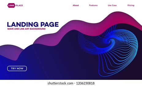 web page design templates with abstract background. Modern wave and line art vector illustration concepts for website development.