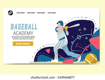 web page design templates for baseball academy, baseball club, sport online store. Vector illustration concepts for website and mobile website development.