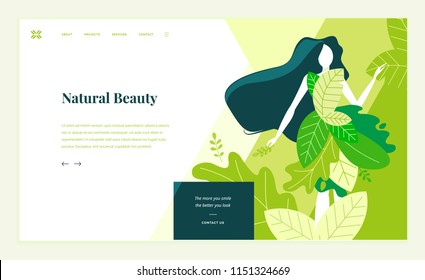 Web page design templates for beauty, spa, wellness, natural products, cosmetics, body care, healthy life. Modern flat design vector illustration concept for website and mobile website development. 