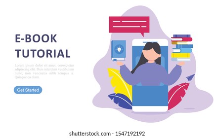Web page design templates for book library, online learning, education. Modern vector illustration concepts for website and mobile website development.
