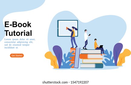 Web page design templates for book library, online learning, education. Modern vector illustration concepts for website and mobile website development.
