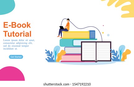 Plantillas de diseño de páginas web para biblioteca de libros, aprendizaje en línea, educación. Conceptos modernos de ilustración vectorial para el desarrollo de sitios web y sitios web móviles.
