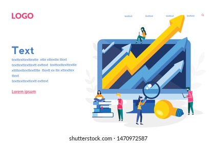 Web page design templates, business solution and analysis, startup. Vector illustration for web banner, print, infographics, mobile website. Landing page template, innovative ideas, investment,