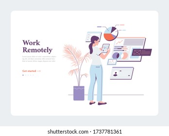 Web page design templates for business, working woman, business concepts illustration