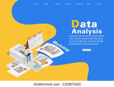 Web page design templates for business,Data analysis, finance and marketing. Modern vector illustration concepts for website and mobile website development.