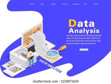 Web page design templates for business,Data analysis, finance and marketing. Modern vector illustration concepts for website and mobile website development.