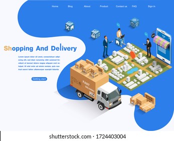 Web page design templates for business,Ecommerce market  isometric and online shopping. Modern vector illustration concepts for website and mobile website development, vector isometric concept.