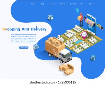 Web page design templates for business,Ecommerce market  isometric and online shopping. Modern vector illustration concepts for website and mobile website development, vector isometric concept.