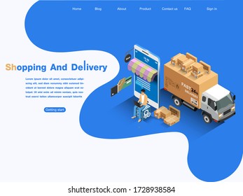 Web page design templates for business,Ecommerce market  isometric and online shopping. Modern vector illustration concepts for website and mobile website development, vector isometric concept.
