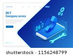 Web page design templates for call center support 24-7. Isometric 24 hours open customer service. Vector illustration Customer Service, Support or CRM