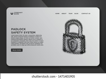 Web page design templates collection of lock, padlock, safety system. Abstract Wireframe from dot and lines design