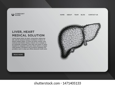 Web page design templates collection of Liver, Heart, Human anatomy. Medical solution. Abstract Wireframe from dot and lines design