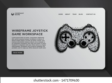 Web page design templates collection of joystick, Game pad. Abstract wireframe from dot and lines. Vector Illustration