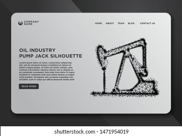 Web page design templates collection of Oil Pump Jack, Mining Industrial. Abstract Wireframe from dots and lines, Vector Illustration