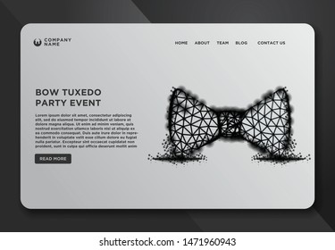 Web page design templates collection of Bow, Tie, Tuxedo, Party Event. Abstract Wireframe from dots and lines, Vector Illustration