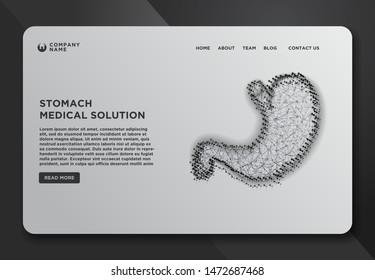 Web page design templates collection of Stomach.  The concept of treatment of the digestive system. Abstract Wireframe from dot and lines design. Vector Illustration