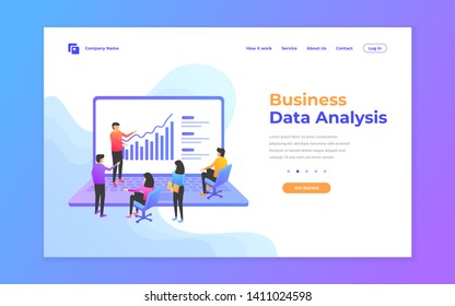 web page design templates for data analysis, digital marketing, teamwork, business strategy and analysis. Modern vector illustration concepts for website and mobile website development.