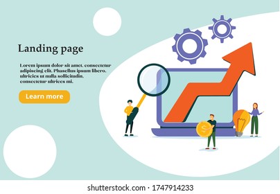 Plantillas de diseño de páginas web para análisis de datos, aplicación de gestión, consultoría, marketing de medios sociales. Conceptos modernos de ilustración vectorial para el desarrollo de sitios web y sitios web móviles.