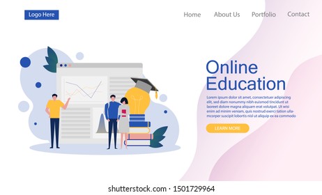 web page design templates for distance education, online courses, e-learning. Modern vector illustration concepts for website