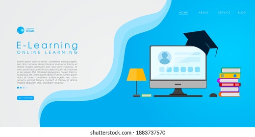 Web page design templates for e-learning, online education, e-book. Modern vector illustration concepts for website and mobile website development. Vector Illustration.