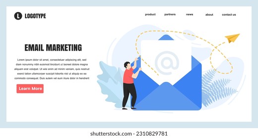 Web page design templates for Email Marketing concept illustration, perfect for web page design, banner, mobile app, landing page, Flat Vector illustration