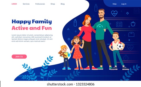 Web page design templates for family planning, travel insurance, nature and healthy life. Modern vector illustration concepts for website and mobile website development.