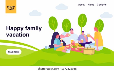web page design templates for family vacation. Modern vector illustration concepts for website and mobile website development. Vector illustration in a flat cartoon style