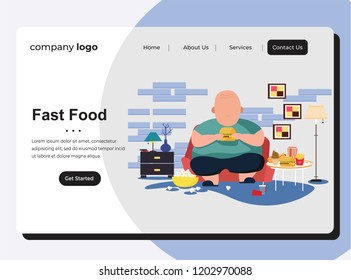 Web page design templates for fast food concept. SEO and responsive design. Modern vector illustration concepts for website and mobile website development. Landing page Template
