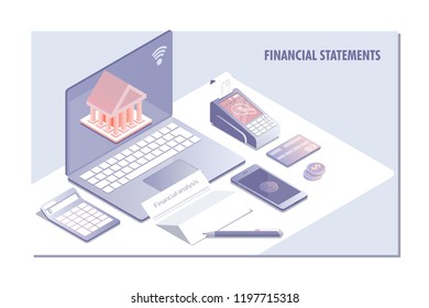 Web page design templates for Financial statement, analysis and statistic online servise