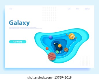Web page design templates with galaxy or space in paper cuts style. Origami. Modern concepts for website. Vector