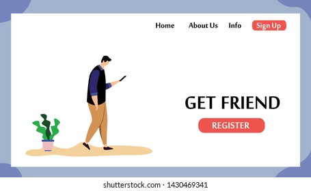 Web page design templates for Get Friend. Modern vector illustration concepts for website and mobile website development