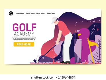 web page design templates for golf academy, golf club, sport online store. Vector illustration concepts for website and mobile website development.