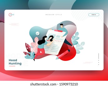 Web page design templates for Head Hunting. Modern vector illustration concepts for website and mobile website development.