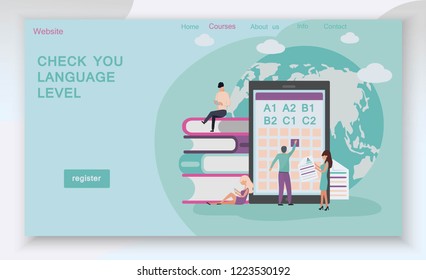 The web page design templates for language courses, e-learning, online education is shown. Modern vector illustration concepts for website and mobile website development, apps is presented.