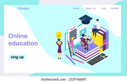 The web page design templates for language courses, e-learning, online education is shown. Modern vector illustration concepts for website and mobile website development, apps is presented.