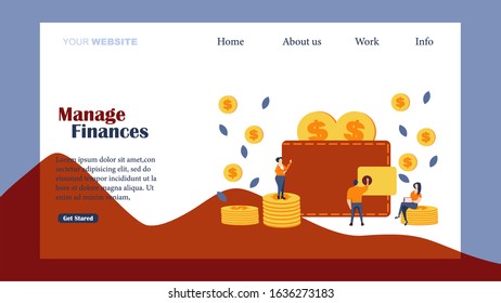 Web page design templates for manage finances. Modern vector illustration concepts for website and mobile website development.
