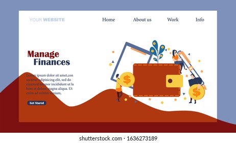 Web page design templates for manage finances. Modern vector illustration concepts for website and mobile website development.