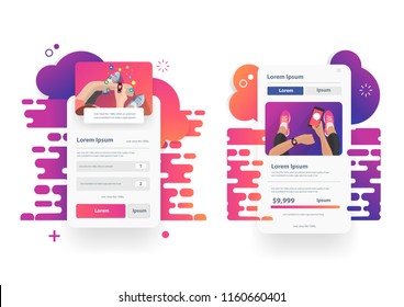 Web page design templates management app, Social media marketing. Modern vector illustration for website and mobile website development. Fitness woman hand with wearing watchband