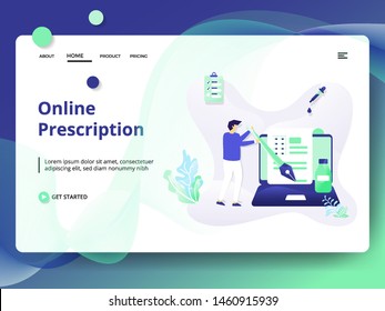 Web page design templates for medical and health, Online Prescription. can be used for landing pages, web, ui, banners, templates, backgrounds, flyer. Modern vector illustration style.