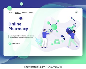 Web page design templates for medical and health, Online Pharmacy. can be used for landing pages, web, ui, banners, templates, backgrounds, flyer. Modern vector illustration style.