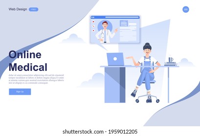 Web page design templates of medical,healthcare,diagnosis,online doctor.vector illustration.