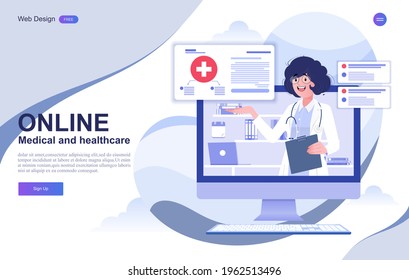 Web page design templates of medical,healthcare,diagnosis,online doctor.vector illustration.