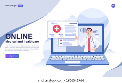 Web page design templates of medical,healthcare,diagnosis,online doctor.vector illustration.
